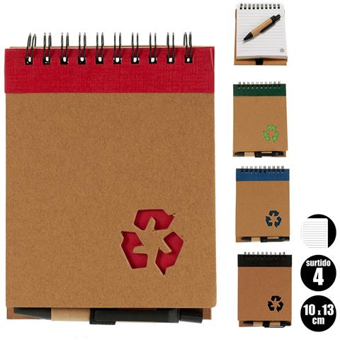 Pacl 4 Quaderno In Cartone Riciclato + Penna 10x13 Cm. Misto 4 Design. - Foto 1