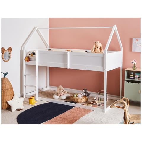 Letto A Mezza Altezza Casa Legno Dienne 90 X 200 Cm Bianco - Foto 1
