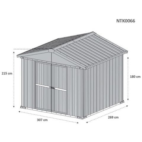 Deposito Attrezzi Box Acciaio Capanno Lamiera Zincata 327x269cm X H 215cm - 132 Kg - 8,80mq Legno - Foto 2