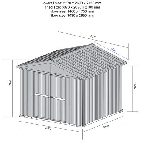 Deposito Attrezzi Box Acciaio Capanno Lamiera Zincata 327x269cm X H 215cm - 132 Kg - 8,80mq Legno - Foto 10