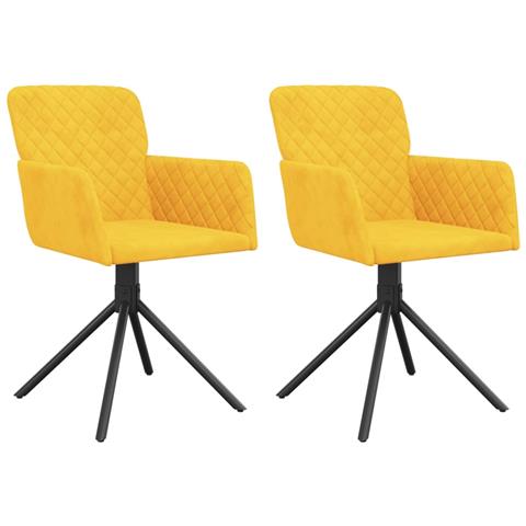 Sedie Da Pranzo Girevoli 2 Pz Gialle In Velluto - Foto 1
