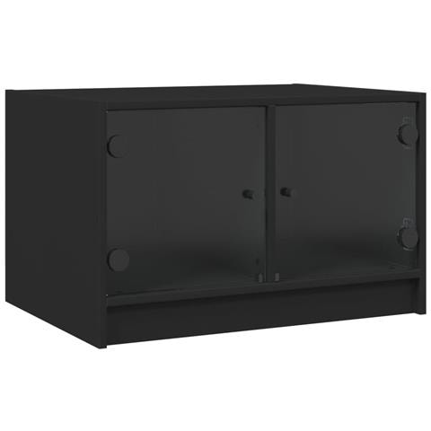 Tavolino Da Salotto Con Ante In Vetro Nero 68x50x42 Cm - Foto 1