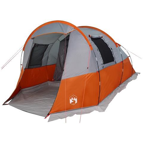Tenda da Campeggio a Tunnel per 4 Persone Grigio e Arancione - Foto 1