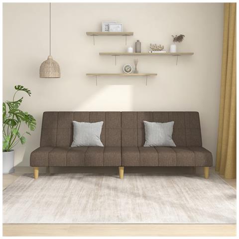 Divano Letto a 2 Posti Tortora in Tessuto - Foto 2