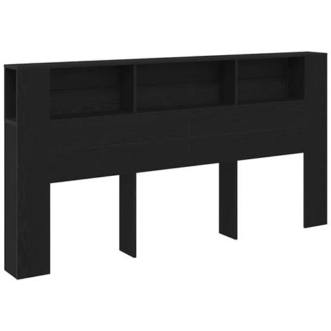 Testata letto Armadietto Nero Rovere 200x18,5x104,5 cm - Foto 1