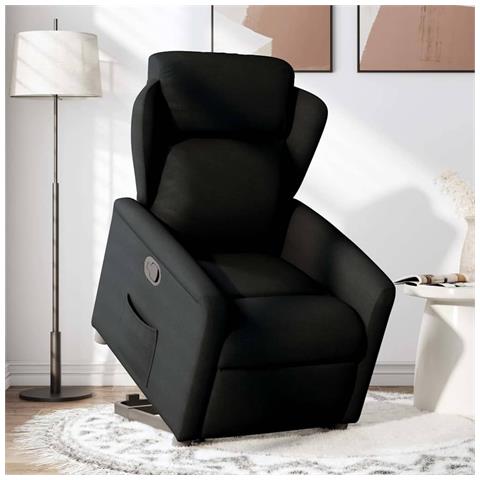 Poltrona Alzapersona Reclinabile Nera in Tessuto - Foto 2