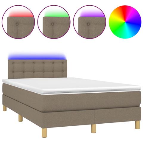 Letto a Molle con Materasso e LED Tortora 120x190 cm in Tessuto - Foto 1