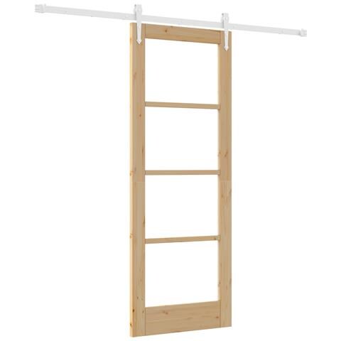 Set porta scorrevole  con kit hardware 73.5x198.5 cm in legno massello di pino, Porta interna  con vetro 'ORKDAL'73.5x198.5x4 cm in legno massello di pino - Foto 1