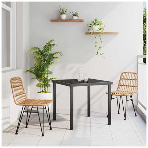 Set da Pranzo per Giardino 3 pcs Marrone Poly Rattan - Foto 2