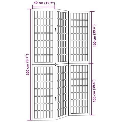 Divisorio Ambienti 3Pannelli Bianco Legno Massello di Paulownia - Foto 8