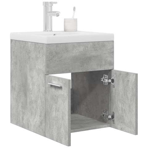 Mobile da Bagno con Lavabo Integrato e Rubinetto Grigio Cemento - Foto 2