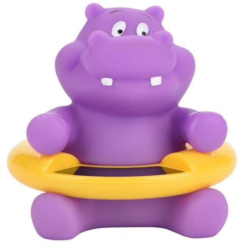 Termometro Da Bagno Per Bambini Senza Batteria Termosensibile Ippopotamo Giocoso, Viola - Foto 1