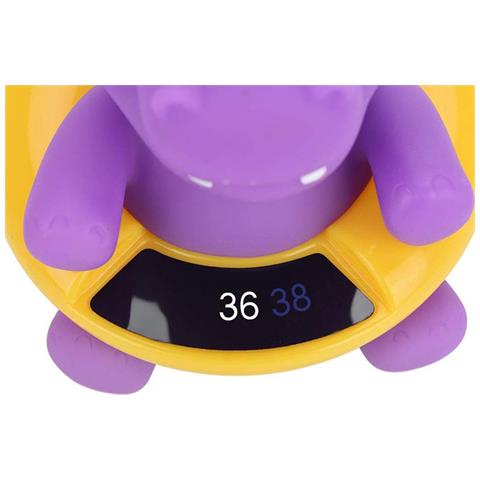 Termometro Da Bagno Per Bambini Senza Batteria Termosensibile Ippopotamo Giocoso, Viola - Foto 5