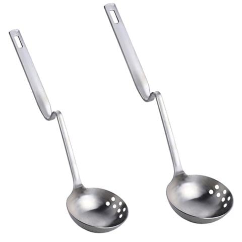 Set Di 2 Cucchiai Forati In Acciaio Inossidabile - Cucchiai Da Zuppa E Colino A Forma Di Z (piccolo E Grande) - Foto 1