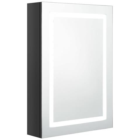 Armadietto Bagno Con Specchio E Led Nero Lucido 50x13x70 Cm - Foto 1