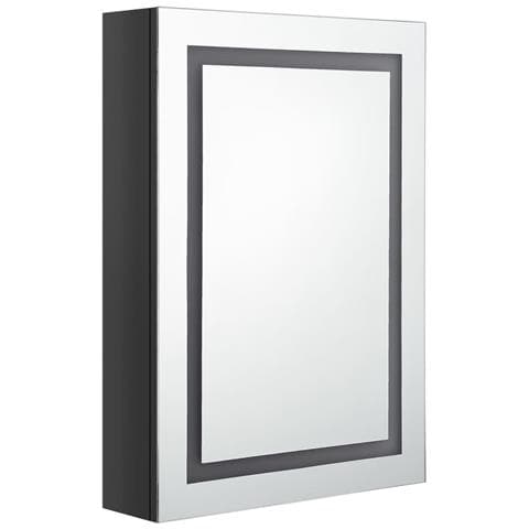 Armadietto Bagno Con Specchio E Led Nero Lucido 50x13x70 Cm - Foto 2