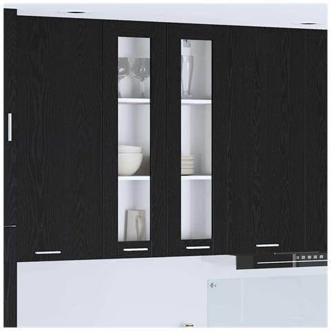 Armadio pensile con porta Riga Rovere Nero 60 x 31 x 100 cm - Foto 2