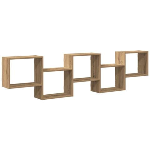 Scaffale Cubo Parete 5 Scomparti Truciolato Rovere Artigianale - Foto 1