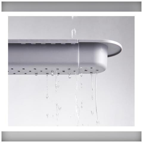 Scolapiatti Estensibile Per Lavello Con Vassoio Di Raccolta E Barra Appendi Accessori White - Foto 2