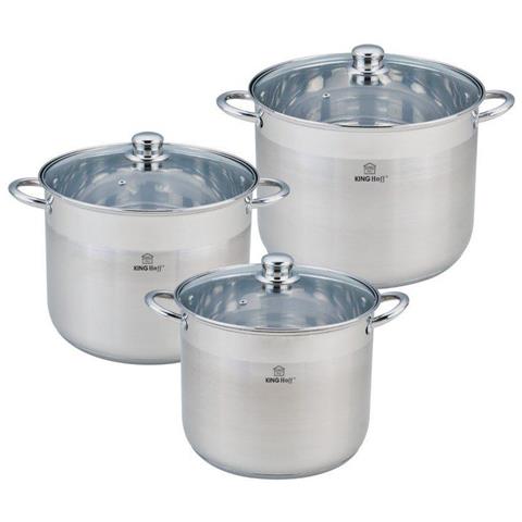 Set di pentole KH-4311 in acciaio inossidabile con 3 pentole e coperchi in vetro - Foto 1