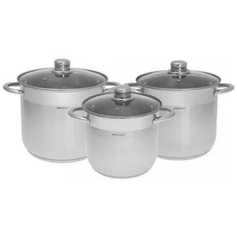 Set di pentole KH-4311 in acciaio inossidabile con 3 pentole e coperchi in vetro - Foto 2