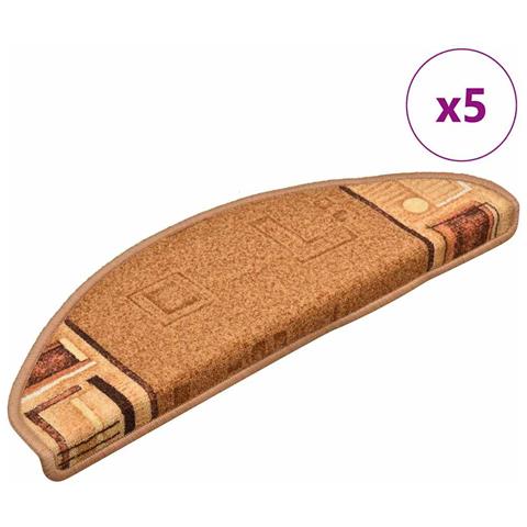 Tappetini per Scale Autoadesivi 5 pz 65x21x4 cm Beige - Foto 1