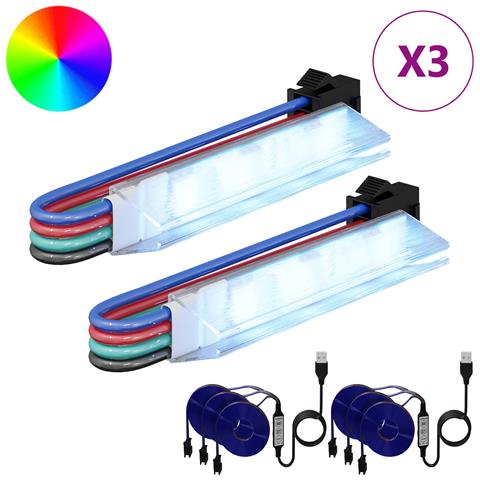 Striscia LED 2 pcs Nero e Multicolore 1745 mm Rame e plastica - Foto 2