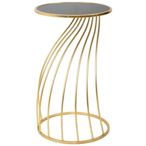 Tavolino In Metallo Dorato Con Piano In Vetro D43x73h - Foto 1