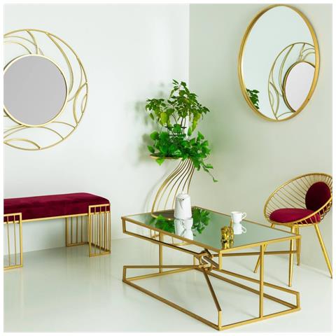 Tavolino In Metallo Dorato Con Piano In Vetro D43x73h - Foto 2