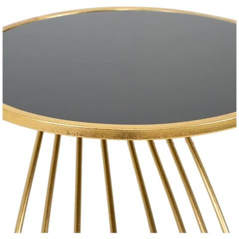 Tavolino In Metallo Dorato Con Piano In Vetro D43x73h - Foto 5