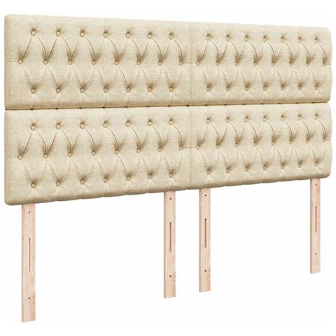 Struttura Letto Pouf con Materasso Crema 180x200 cm in Tessuto - Foto 9