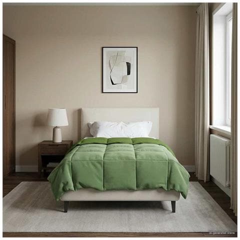 Duvet Invernale Trapuntato Verde 140 x 220 cm Microfibra - Foto 2
