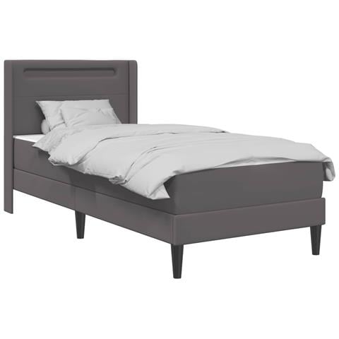 Struttura letto con materasso Grigio 100 x 200 cm Similpelle - Foto 1