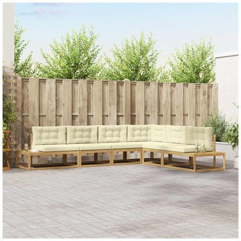 Set di divani da esterno Bianco 357 x 198,5 x 73 cm Poliestere - Foto 2