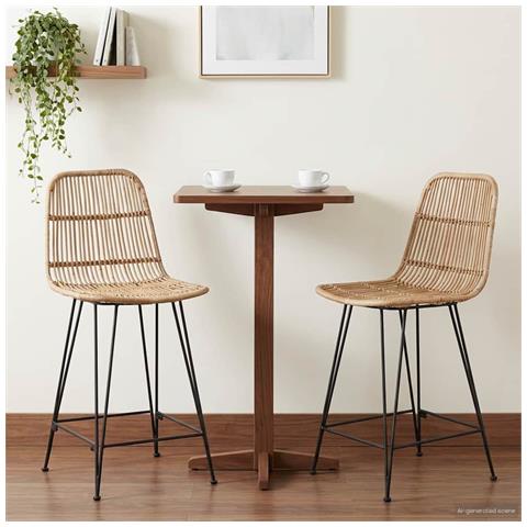 Sgabello da bar 2 pcs Naturale 44 x 54 x 96 cm Rattan e acciaio - Foto 2