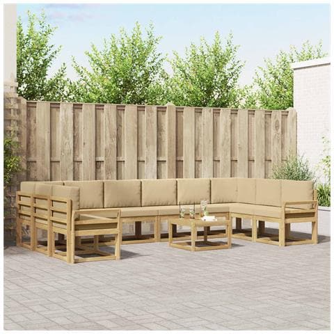 Set di divani da esterno con cuscino 11 pcs Bianco e Beige - Foto 2