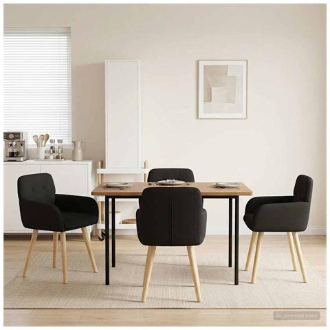 Sedie da pranzo 4 pcs Bouclé Nero 59 x 57 x 85 cm - Foto 2