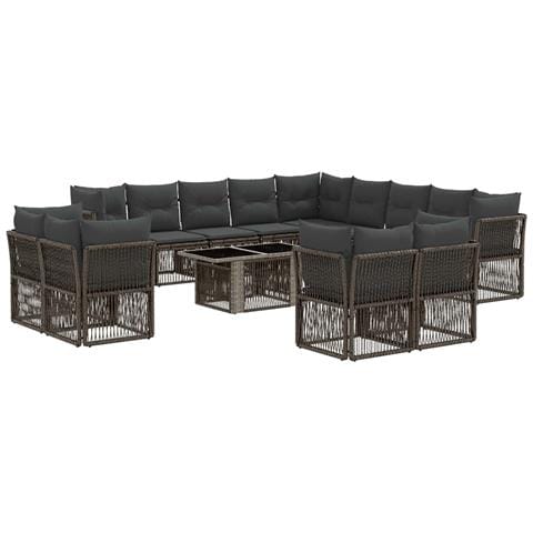 Set Divano da Giardino 14 pz Grigio polyrattan - Foto 1