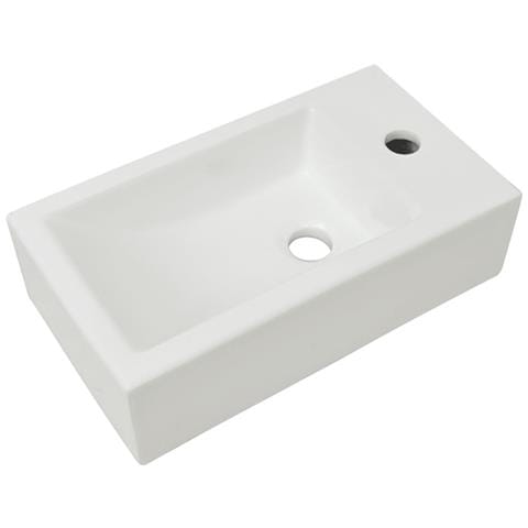Lavandino Con Foro Rubinetto Rettangolare Ceramica 46x25,5x12cm - Foto 1