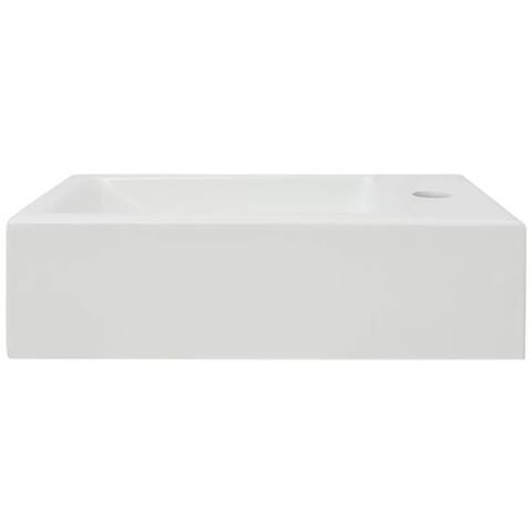 Lavandino Con Foro Rubinetto Rettangolare Ceramica 46x25,5x12cm - Foto 2