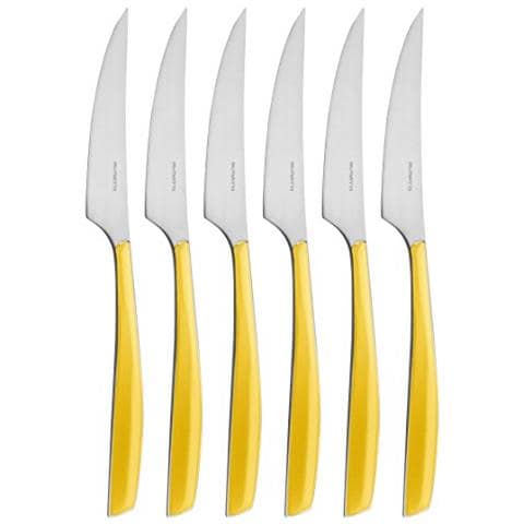 Posate Glamour Di , Set Coltelli Da Frutta 6pz. Scatola Regalo Con Finestra - Giallo - Foto 1