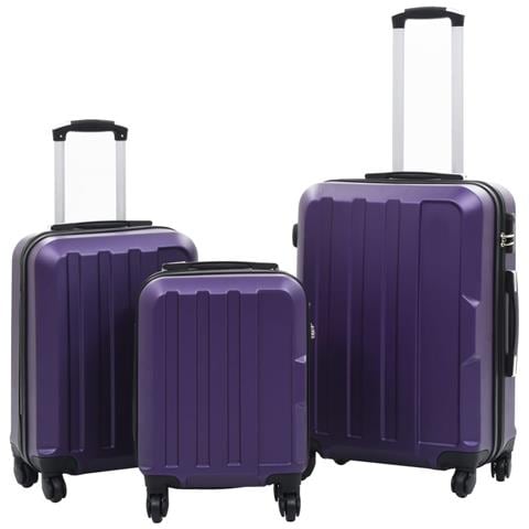 Set Trolley A Custodia Rigida 3 Pz Viola In Abs - Foto 1