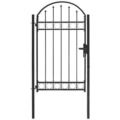 Cancello Per Recinzione Ad Arco In Acciaio 100x175 Cm Nero - Foto 5