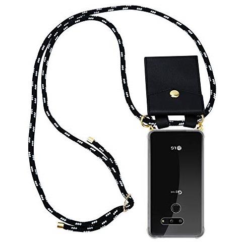 Cadorabo Catena Di Telefoni Cellulari Compatibile Con Lg G8 Thinq In Nero Argento - Coperchio Protettivo In Silicone Con Anelli D'oro, Cinturino In Corda E Custodia Staccabile - Foto 1