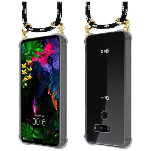 Cadorabo Catena Di Telefoni Cellulari Compatibile Con Lg G8 Thinq In Nero Argento - Coperchio Protettivo In Silicone Con Anelli D'oro, Cinturino In Corda E Custodia Staccabile - Foto 10