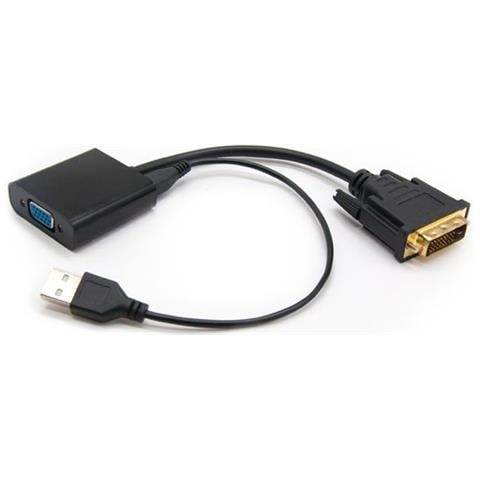Nano Cavo 10.16.2008-bk - Adattatore convertitore DVI a VGA, maschio-femmina, portata UXGA 1600 x 1200/1080p, con porta micro usb b di alimentazione, colore: nero - Foto 2