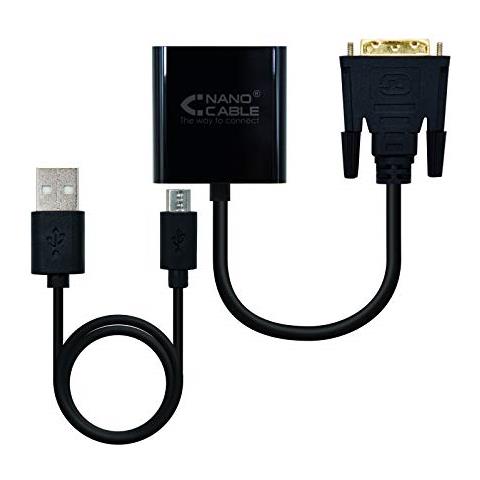 Nano Cavo 10.16.2008-bk - Adattatore convertitore DVI a VGA, maschio-femmina, portata UXGA 1600 x 1200/1080p, con porta micro usb b di alimentazione, colore: nero - Foto 4