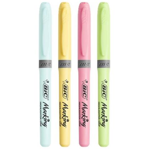 Highlighter Grip Pastel evidenziatore 4 pezzo (i) Blu, Verde, Rosa, Giallo Punta smussata - Foto 2