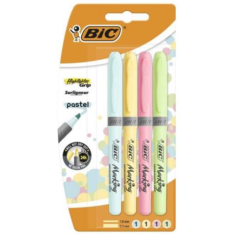 Highlighter Grip Pastel evidenziatore 4 pezzo (i) Blu, Verde, Rosa, Giallo Punta smussata - Foto 1
