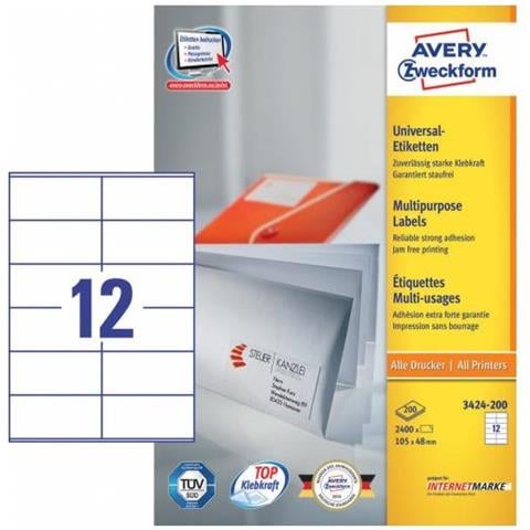 3424-200 Etichetta Autoadesiva Rettangolo Permanente Bianco 2400 Pz - Foto 4